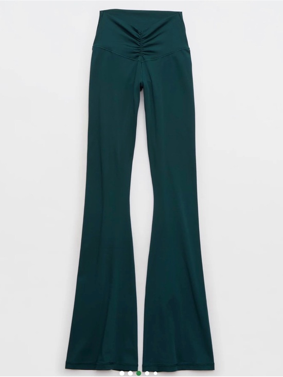 aerie Pants - aerie Teal High-Waist Wide-Leg Pants with Ruched Front